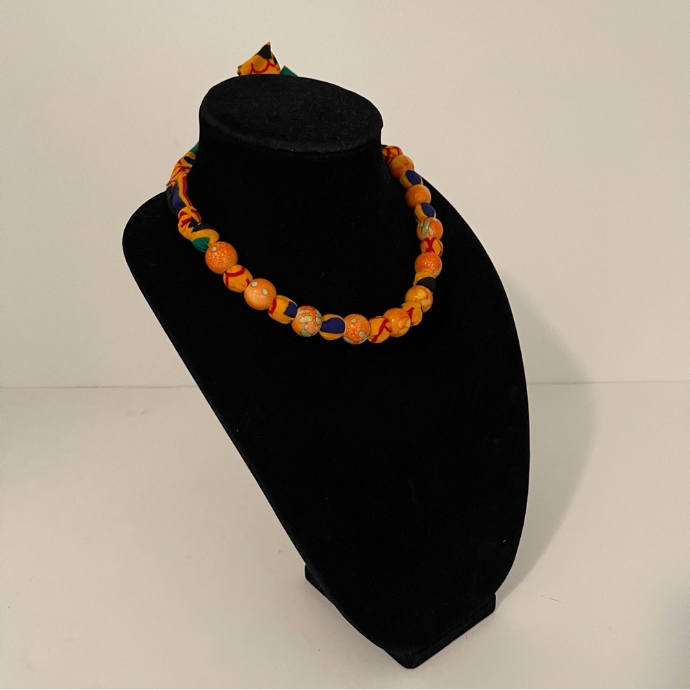 Orange Beaded Necklace with Warm Autumn Aesthetic
